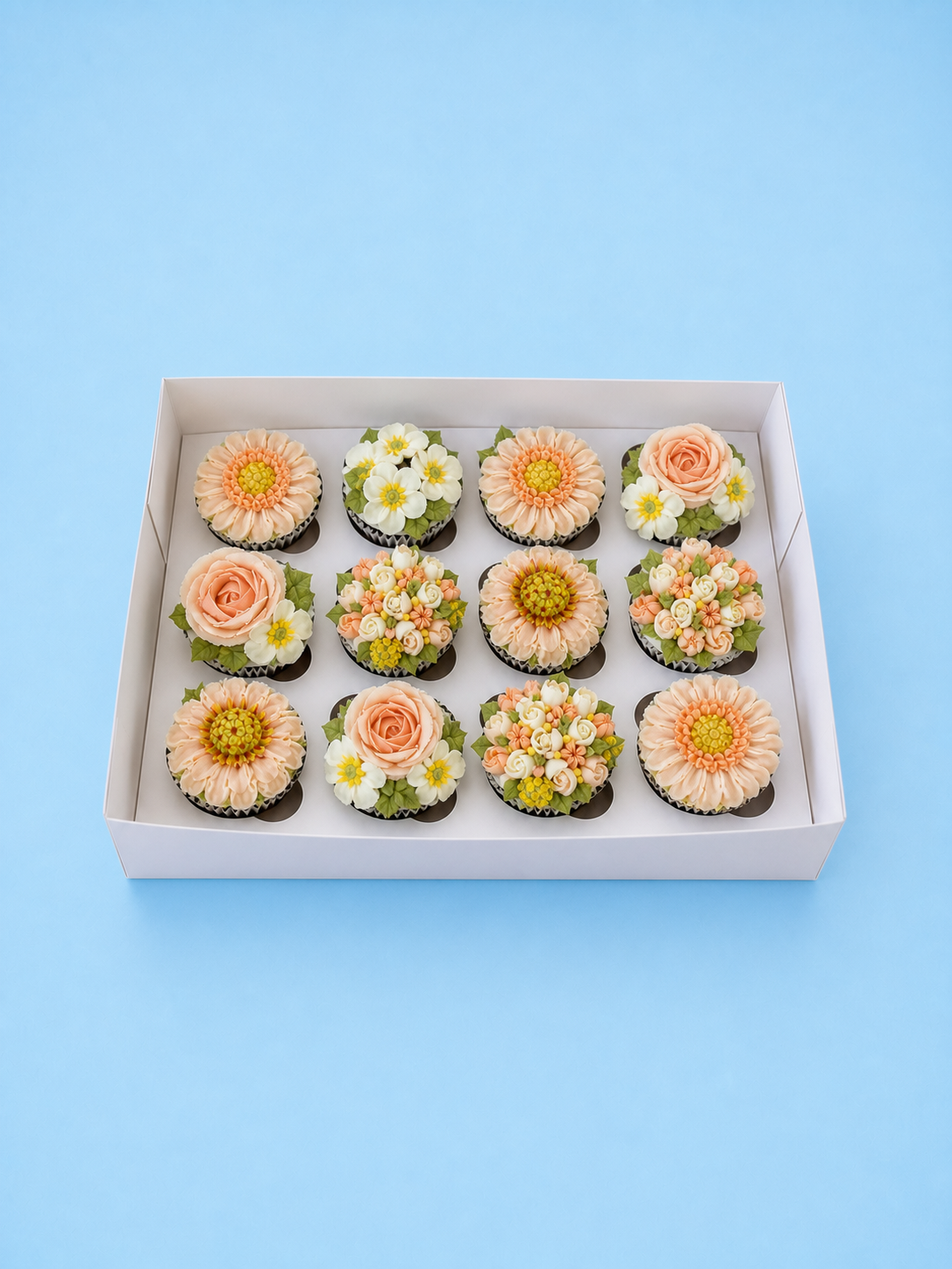 Boîte de cupcakes fleurs